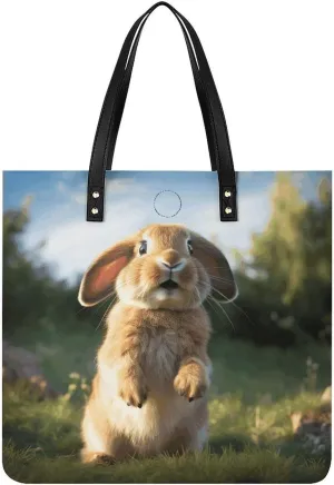 Cute Funny Rabbit Large Leather Handbags Women Fashion Handbag Multifunctional Travel Bag It Is A Great Gift for Mothers, Teachers, Friends, Bridesmaids