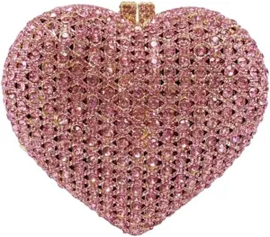 Cute Heart Shape Crystal Clutch Purse Mini Handbag Rhinestone Evening Bag Wedding Party Evening Clutch Bag