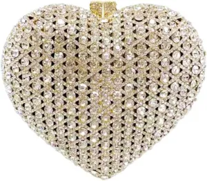 Cute Heart Shape Crystal Clutch Purse Mini Handbag Rhinestone Evening Bag Wedding Party Evening Clutch Bag