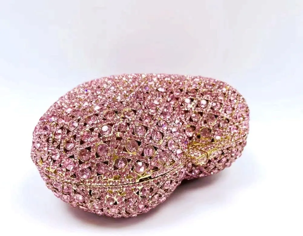 Cute Heart Shape Crystal Clutch Purse Mini Handbag Rhinestone Evening Bag Wedding Party Evening Clutch Bag