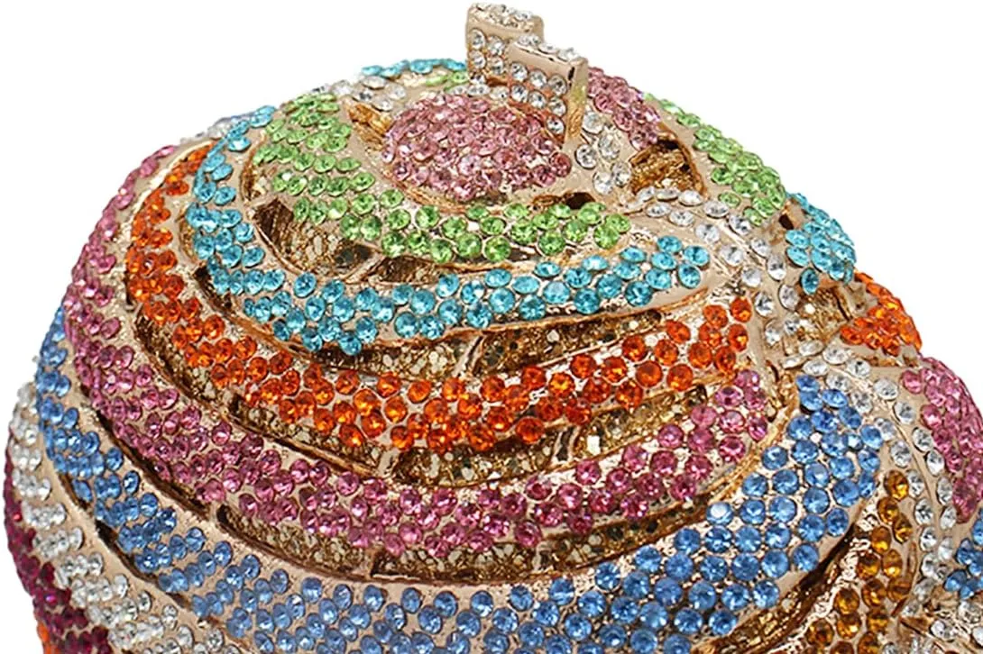 Cute Ice Cream Crystal Clutch Summer Rhinestone Evening Bag for Party Wedding Prom Clutch Crossbody Bag