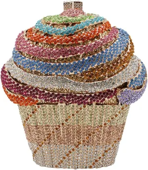 Cute Ice Cream Crystal Clutch Summer Rhinestone Evening Bag for Party Wedding Prom Clutch Crossbody Bag