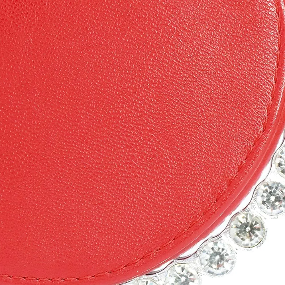 Cute Mini Heart Shape Evening Clutch Bag, Rhinestone Diamond Frame Wedding Party Purse Handbag for Women