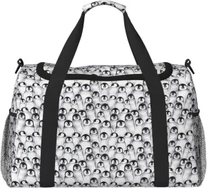 Cute Penguins Sketch print Large Canvas Travel Duffel Bag Weekender Bags for Women Overnight Bag Carry On Tote Bag