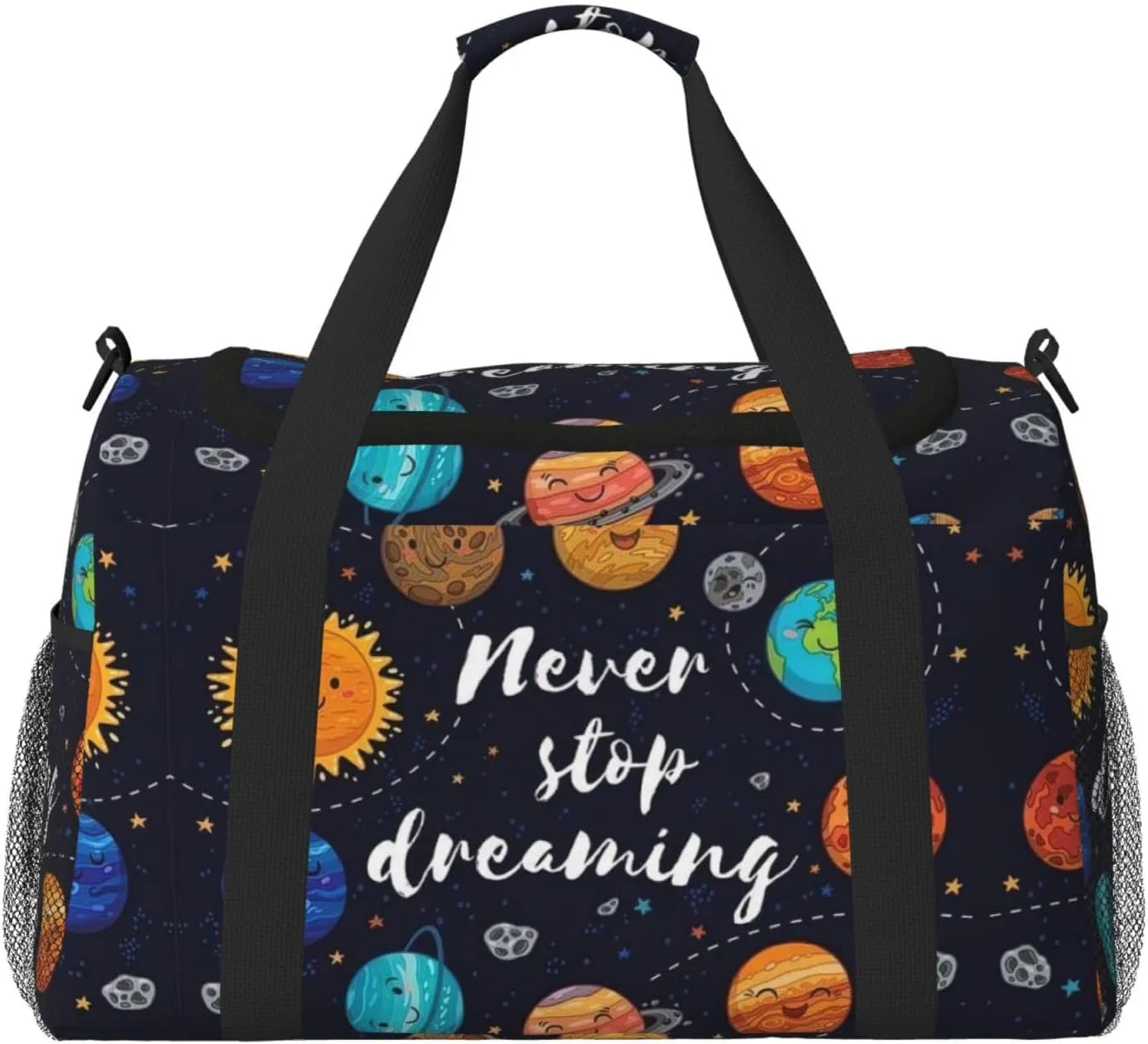 Cute Planet print Large Canvas Travel Duffel Bag Weekender Bags for Women Overnight Bag Carry On Tote Bag
