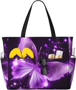Cute Yellow Ducks Beach Tote Pool Bags for Women-Cute Large Gym Grocery Tote Travel Towel Bag,7 Pockets, Zipper