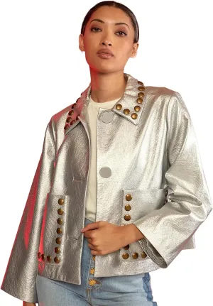 Cynthia Rowley Studded Vegan Leather Jacket