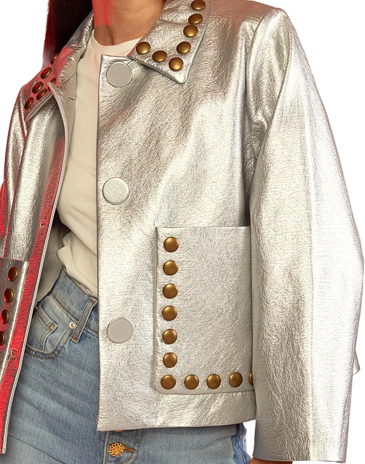 Cynthia Rowley Studded Vegan Leather Jacket
