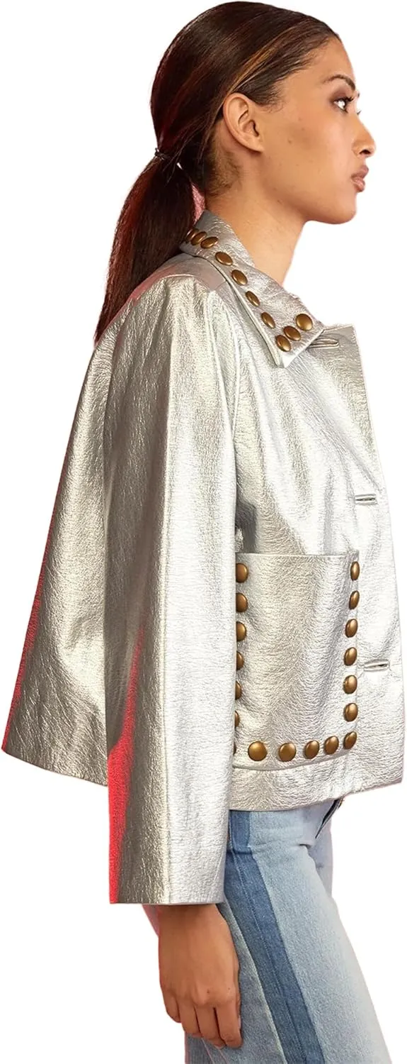 Cynthia Rowley Studded Vegan Leather Jacket