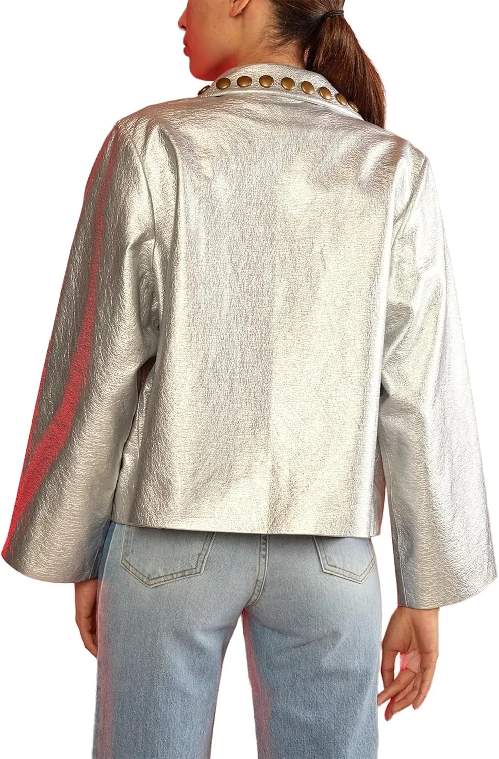 Cynthia Rowley Studded Vegan Leather Jacket