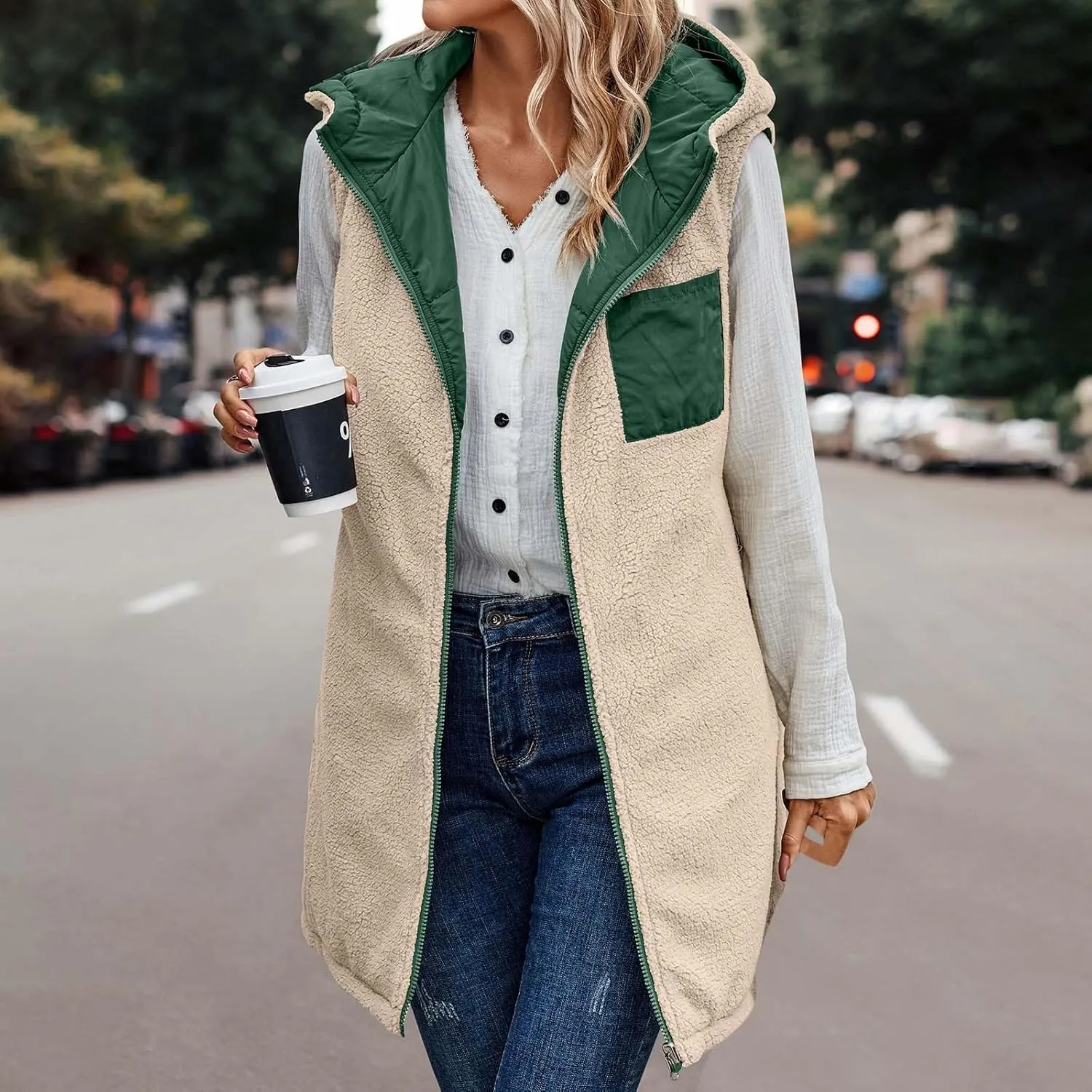 Dademeo Womens Warm Winter Coats Reversible Fleece Long Hooded Puffer Jackets Outerwear 2023 Fashion Solid Cotton Trench Coat