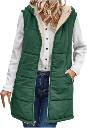 Dademeo Womens Warm Winter Coats Reversible Fleece Long Hooded Puffer Jackets Outerwear 2023 Fashion Solid Cotton Trench Coat