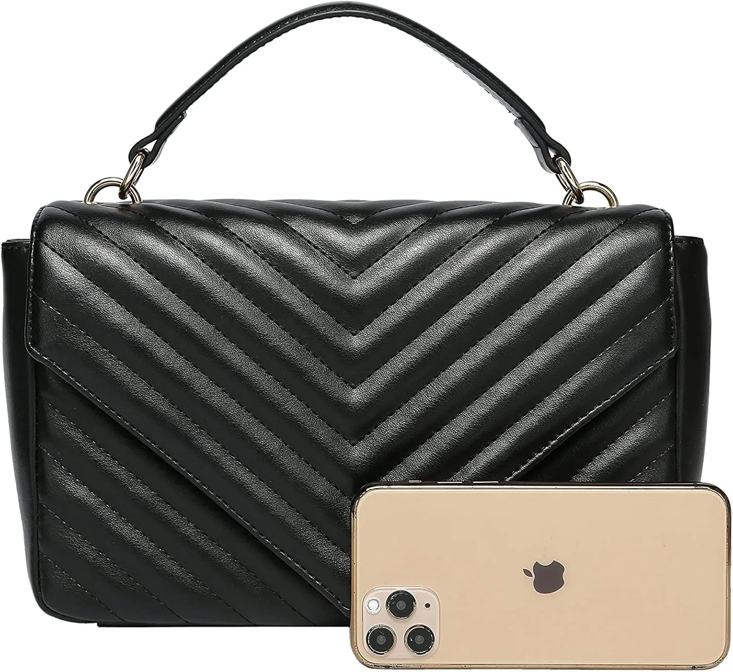 Daisy Rose Quilted Shoulder Cross Body Bag with Top Handle, PU Vegan Leather