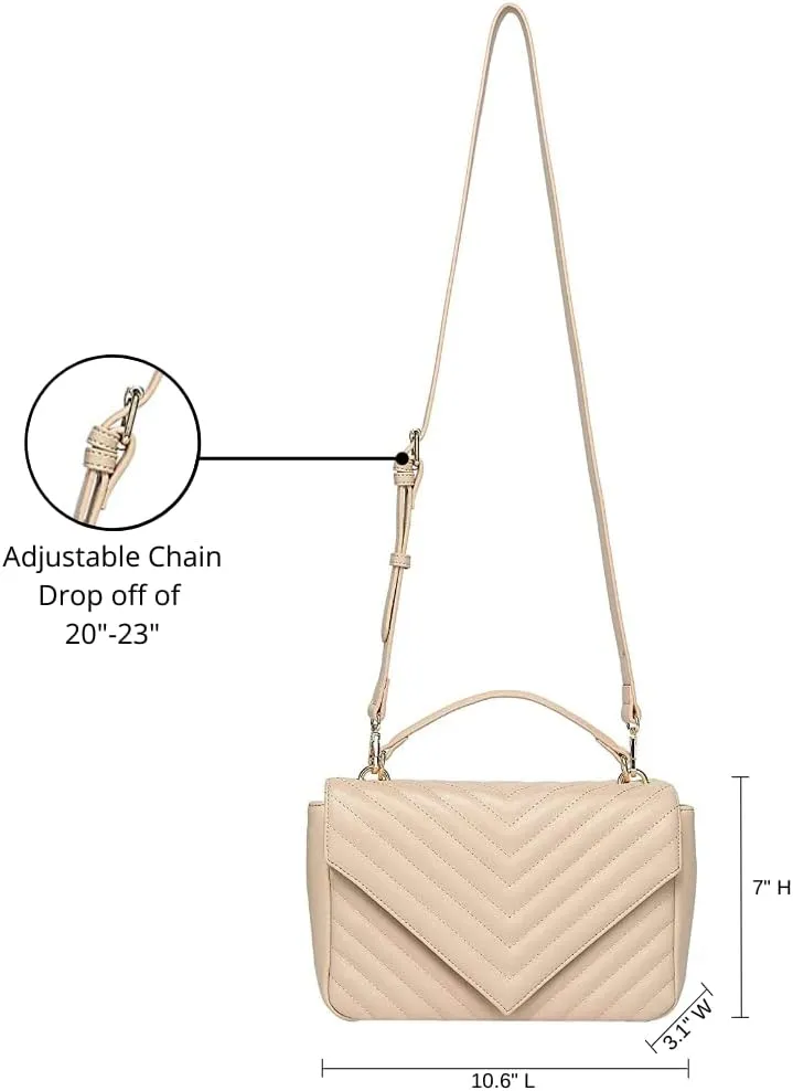 Daisy Rose Quilted Shoulder Cross Body Bag with Top Handle, PU Vegan Leather