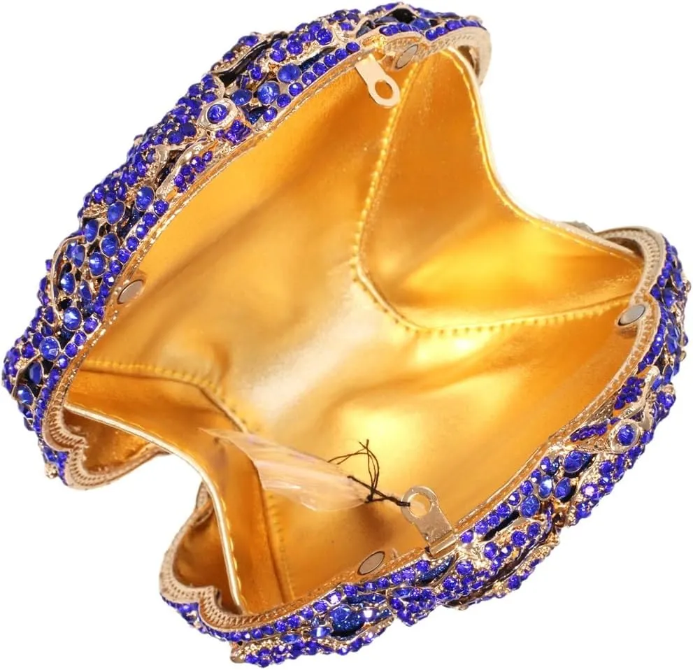Dazzling Round Shape Rose Flower Evening Bag Elegant Clutch Purses for Women Formal Wedding Party Cocktail Handbags
