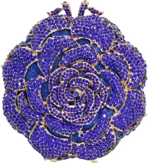 Dazzling Round Shape Rose Flower Evening Bag Elegant Clutch Purses for Women Formal Wedding Party Cocktail Handbags