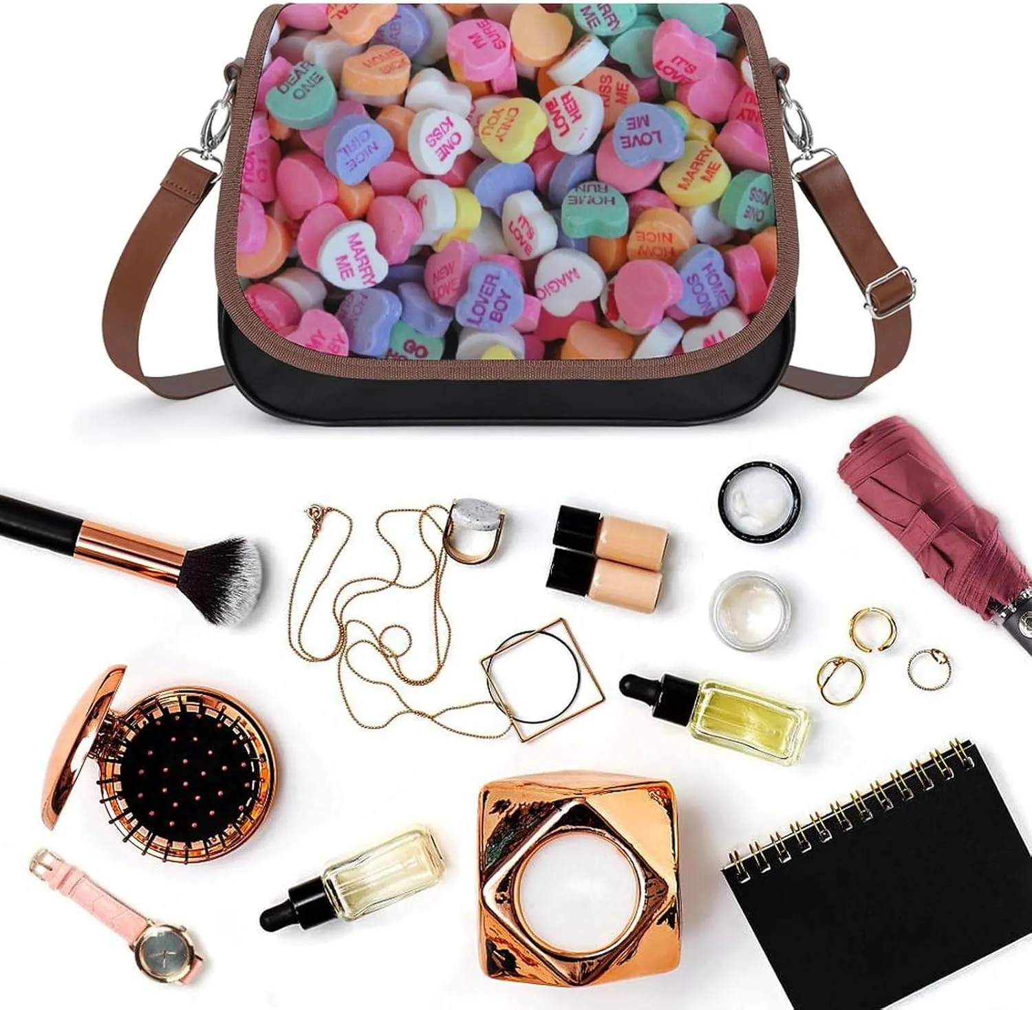 Decorative Beige Stone Leather Shoulder Bag with Detachable Shoulder Strap Versatile for Daily Use