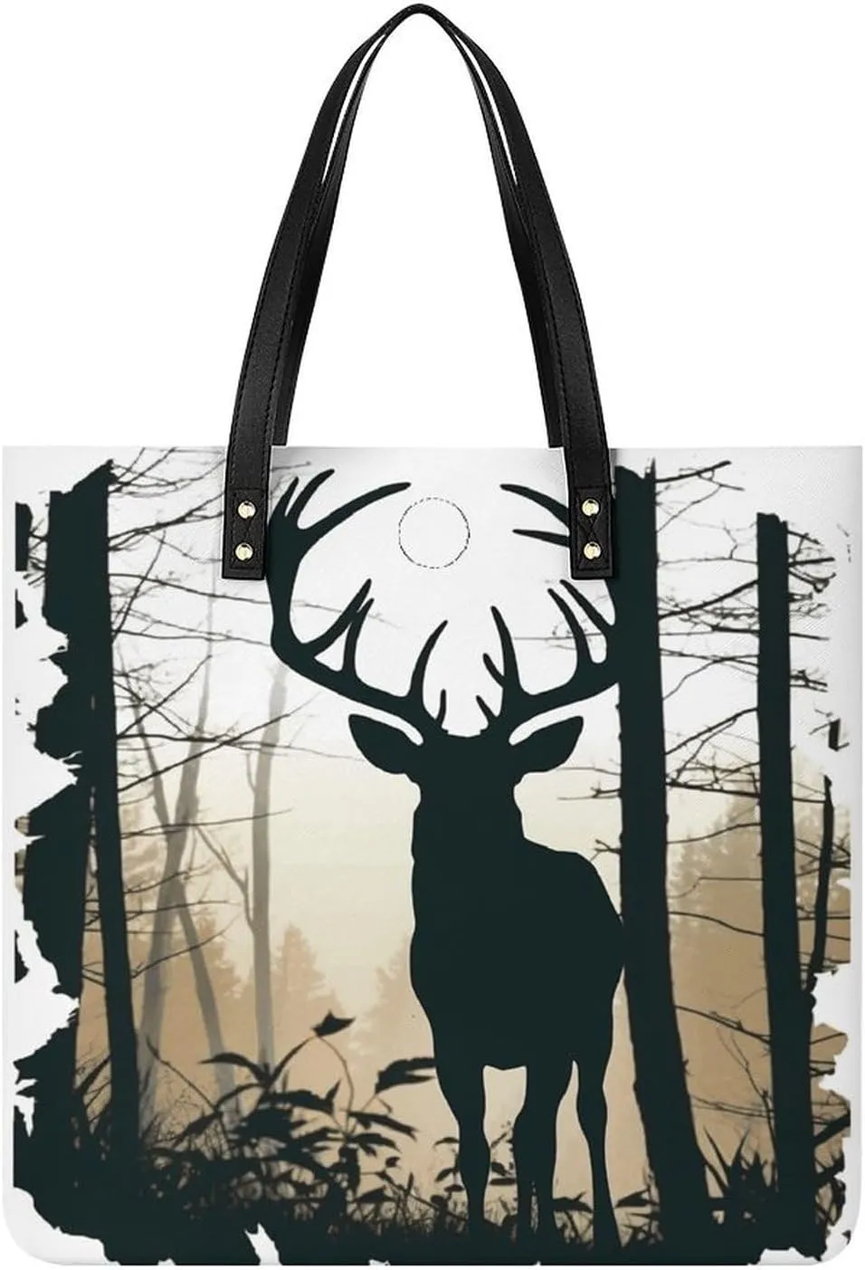 Deer Silhouette Large Leather Handbags Women Fashion Handbag Multifunctional Travel Bag It Is A Great Gift for Mothers, Teachers, Friends, Bridesmaids