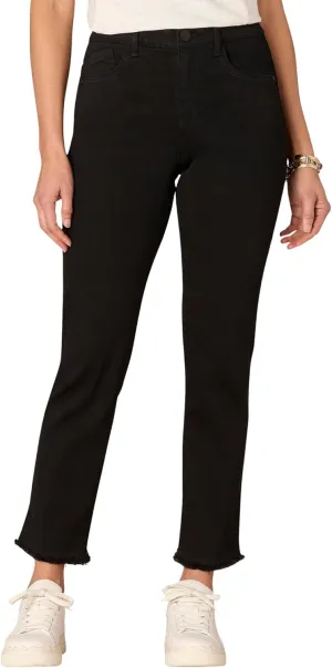 Democracy Women's Ab Solution High Rise Slim Straight Jeans with Cascading-D & Clean Finish Fray Hem