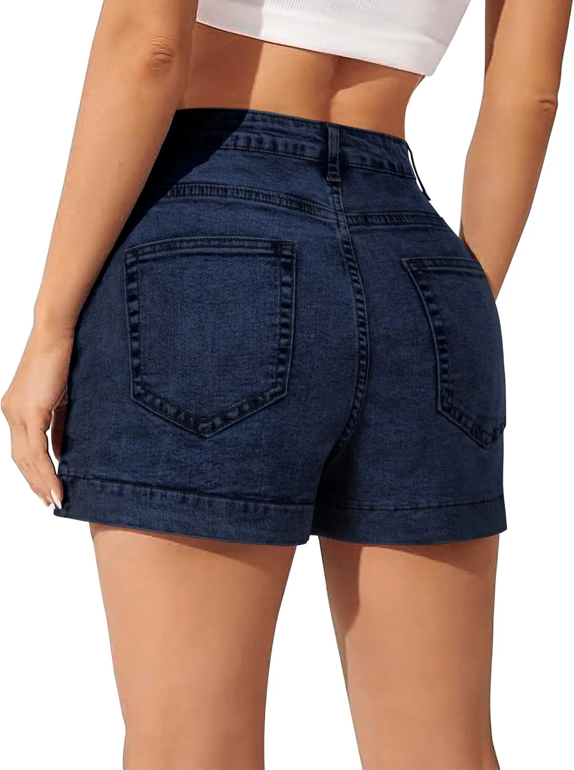 Denim Skort for Women Trendy Slit Mini Denim Skirt Casual Stretchy Jean Skirt with Shorts Summer Short Skirt