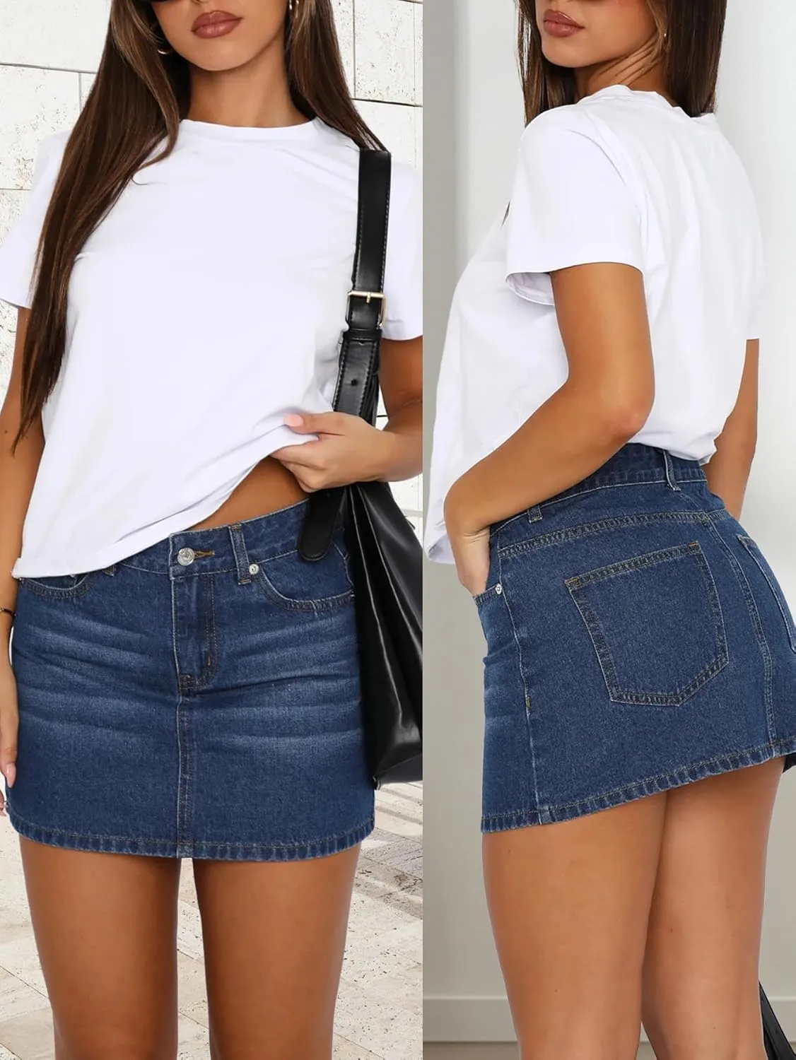Denim Skort Skirts Women Casual Mini Jean Skirt Stretch Low Waisted Jean Skirt for Women Zip Fly Denim Skirt