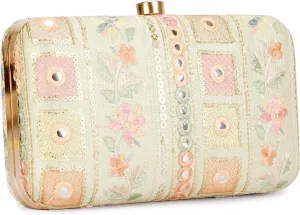 Designer Box Hand Clutch with Zari Embroidery