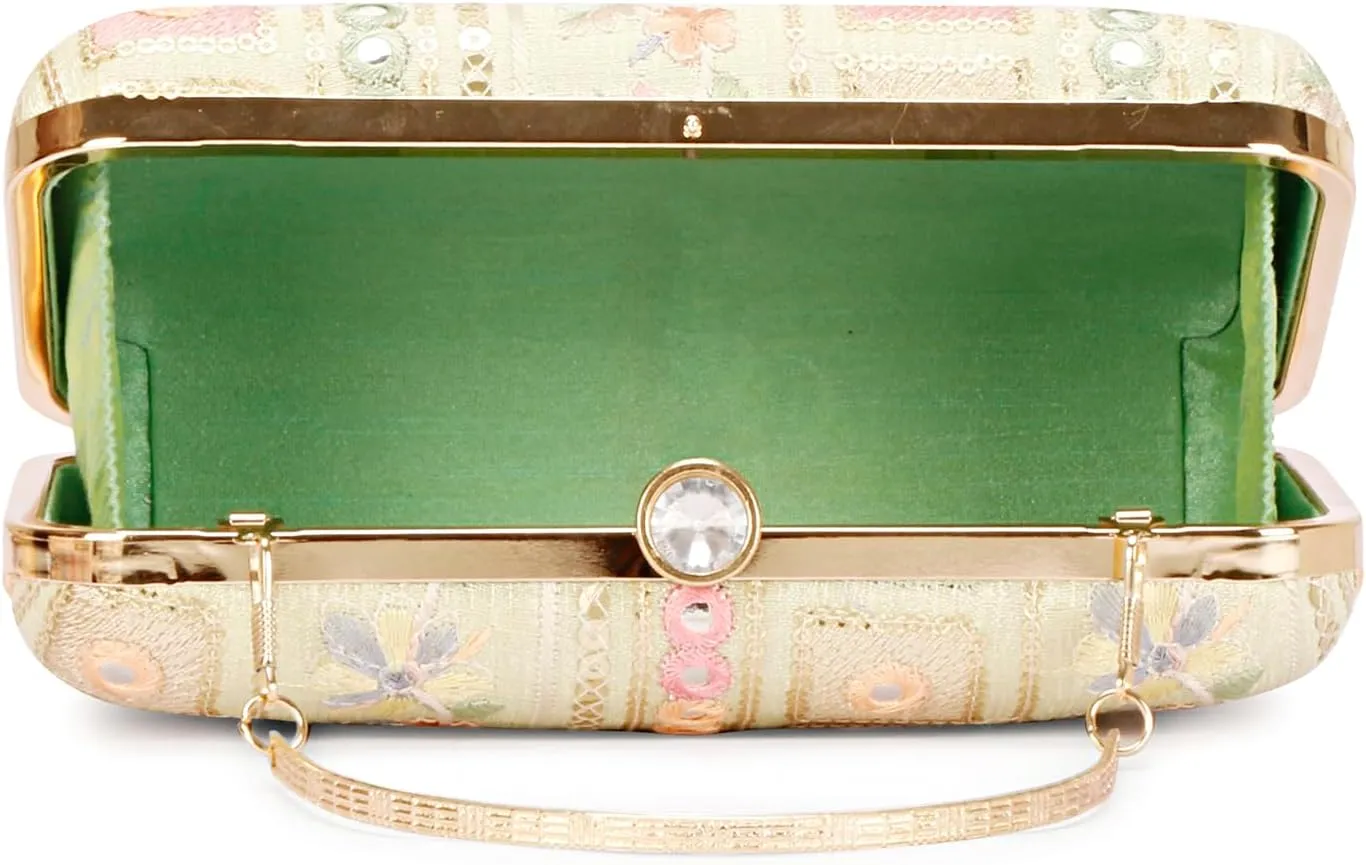 Designer Box Hand Clutch with Zari Embroidery