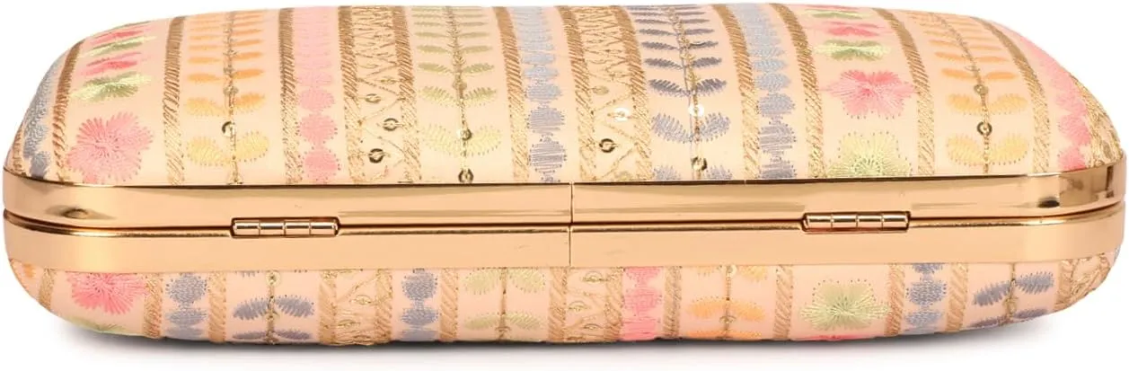 Designer Box Hand Clutch with Zari Embroidery
