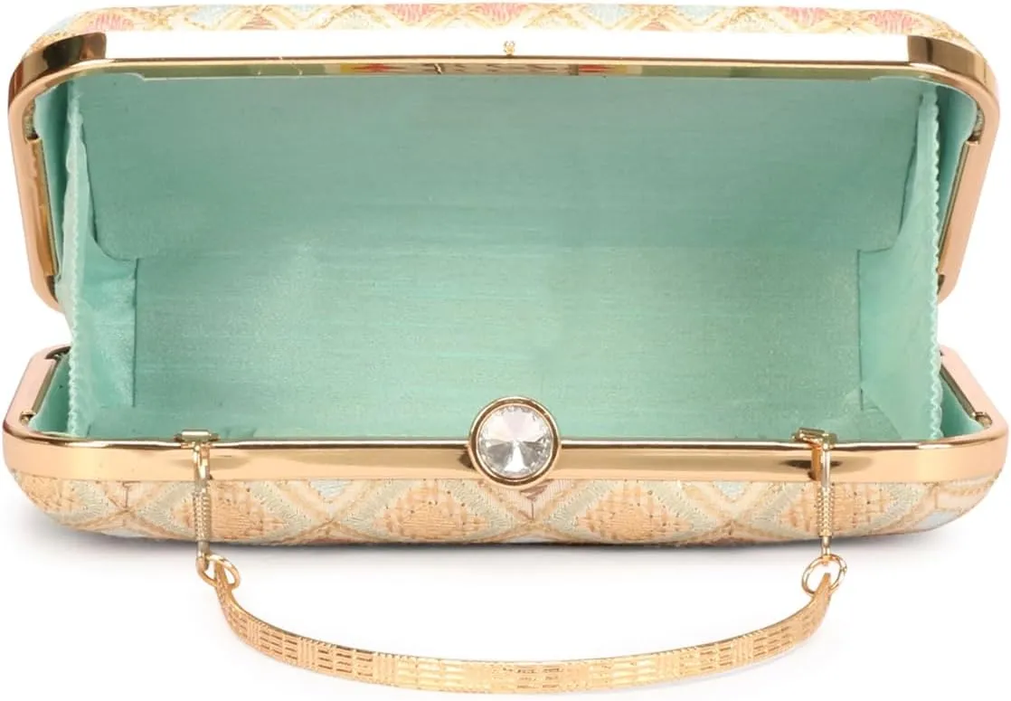Designer Box Hand Clutch with Zari Embroidery