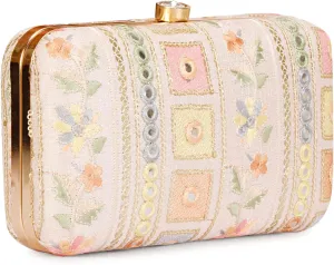 Designer Box Hand Clutch with Zari Embroidery
