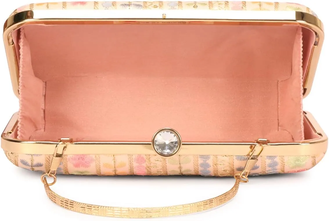 Designer Box Hand Clutch with Zari Embroidery