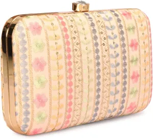 Designer Box Hand Clutch with Zari Embroidery
