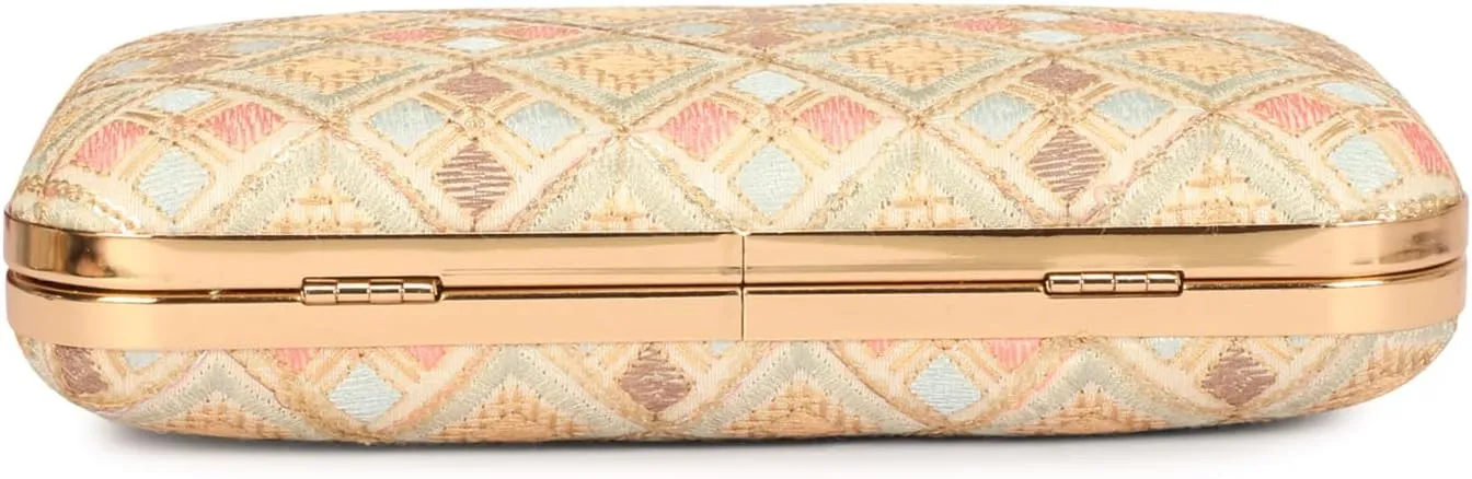 Designer Box Hand Clutch with Zari Embroidery