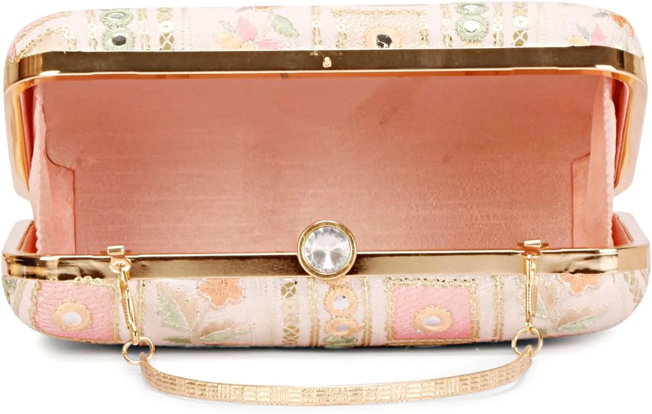 Designer Box Hand Clutch with Zari Embroidery
