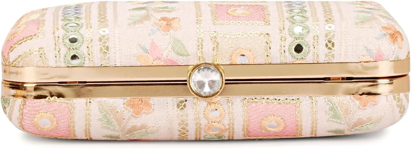 Designer Box Hand Clutch with Zari Embroidery