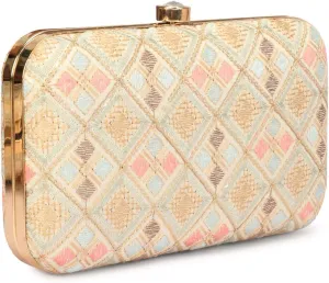 Designer Box Hand Clutch with Zari Embroidery