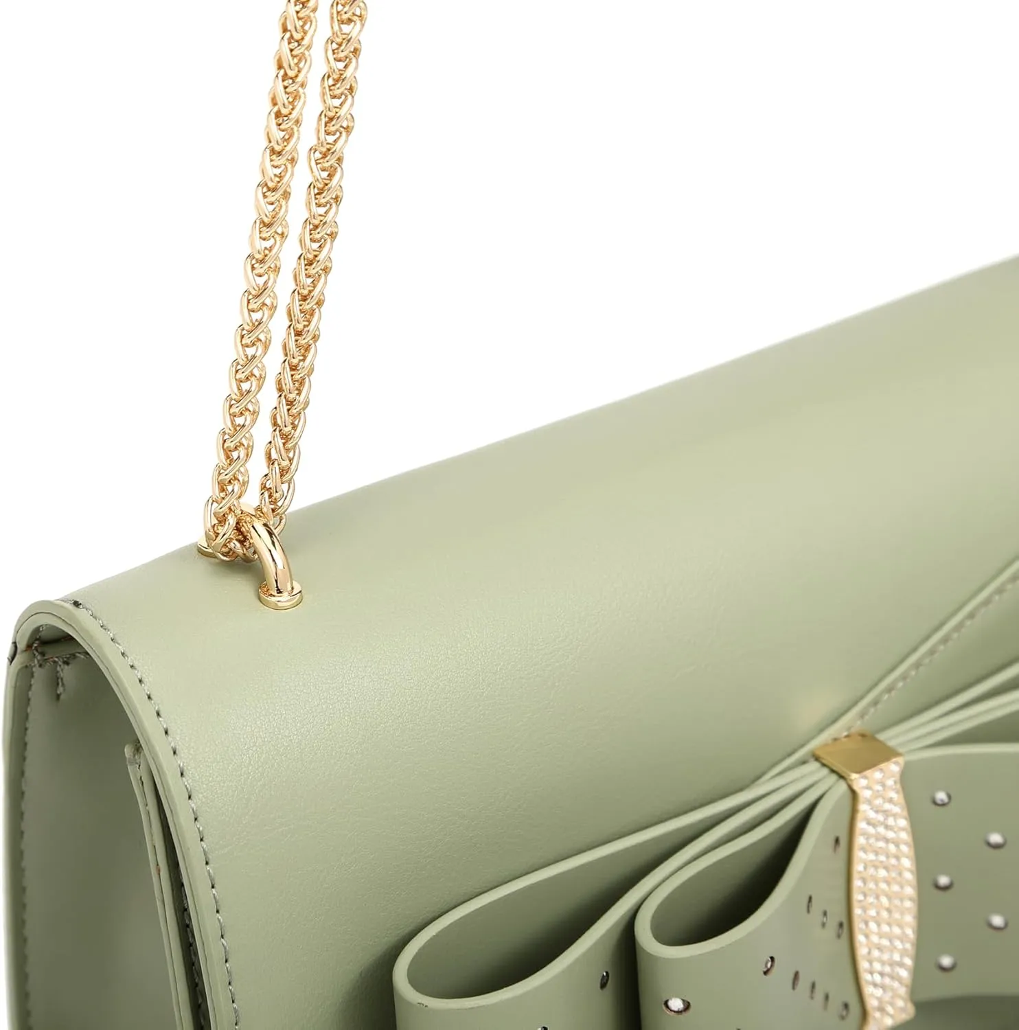 Designer Ribbon Romance Crossbody Clutch with Rhinestones Party and Wedding Evening Bling Purse for Women