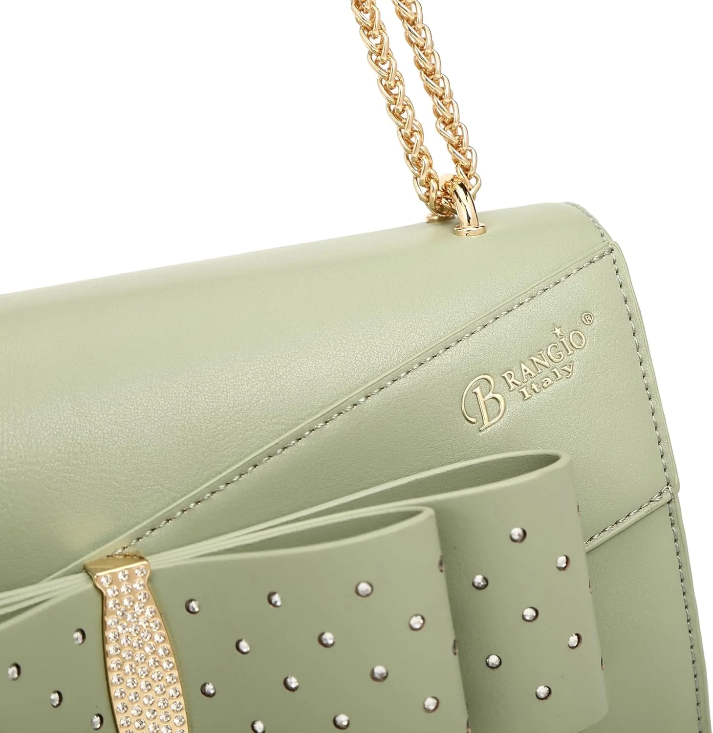 Designer Ribbon Romance Crossbody Clutch with Rhinestones Party and Wedding Evening Bling Purse for Women