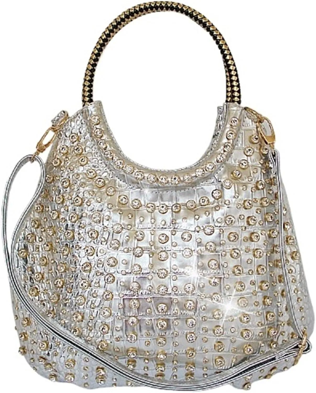 Diamonds Women Handbags Genuine Leather Shoulder Bag Female White Rhinestone Messenger Crossbody Tote Bags For Walks