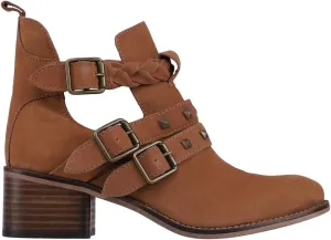 Diba True Womens West Valley Studded Braided Casual Boots Ankle Mid Heel 2-3" - Brown