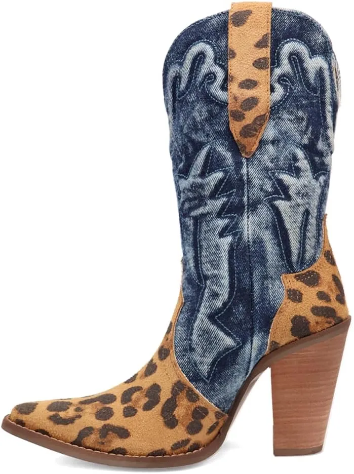 Dingo Womens Tipsy Embroidered Pointed Toe Casual Boots Ankle High Heel 3" & Up - Purple