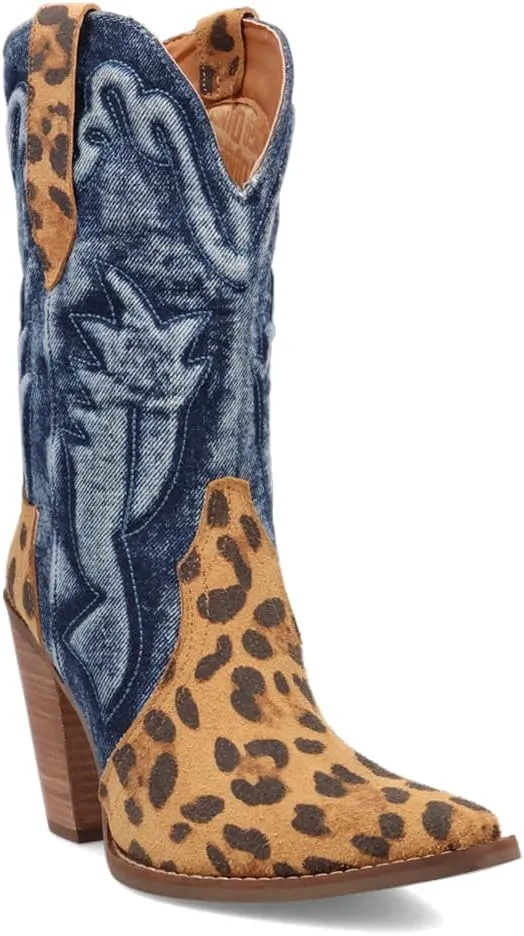 Dingo Womens Tipsy Embroidered Pointed Toe Casual Boots Ankle High Heel 3" & Up - Purple
