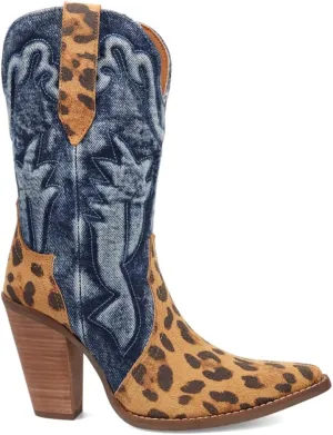 Dingo Womens Tipsy Embroidered Pointed Toe Casual Boots Ankle High Heel 3" & Up - Purple