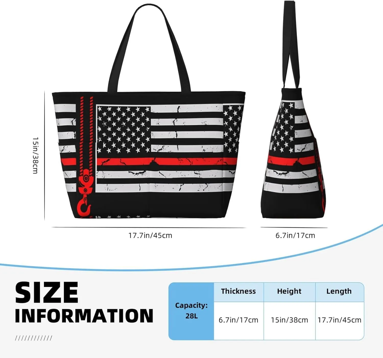 Dispatch Police Military Fire Flag Tote Bag With 8 Storage Pockets Top Zip Shoulder Bag Handbag For Travel Work Women
