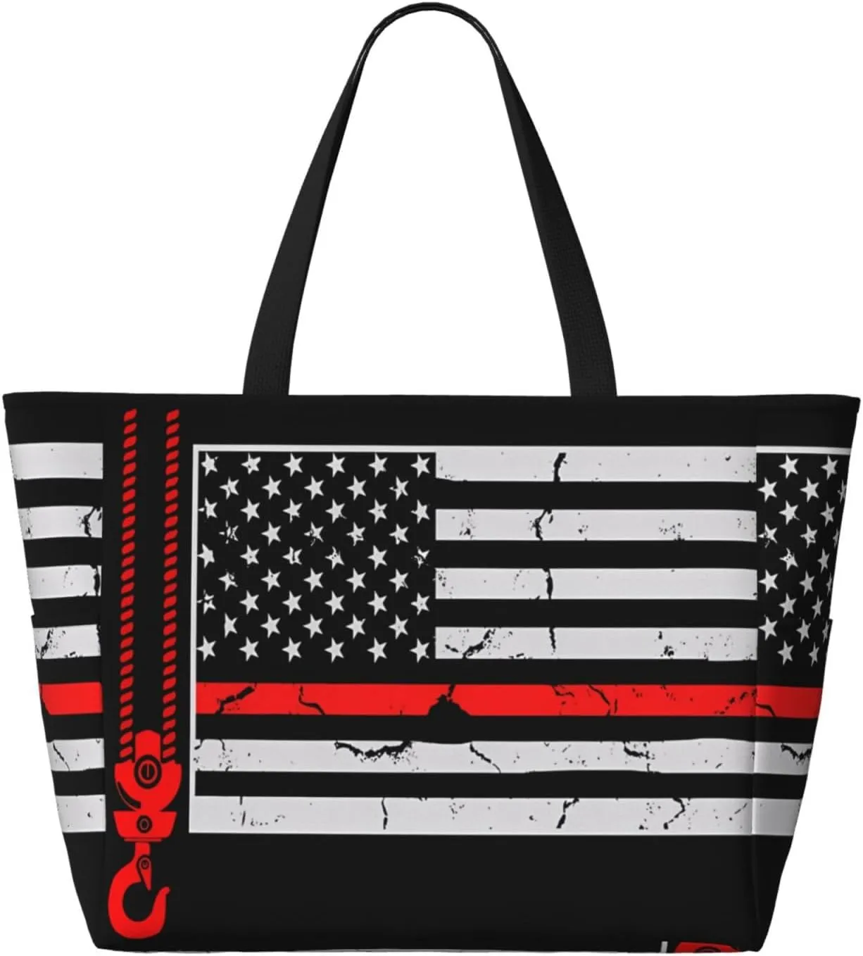 Dispatch Police Military Fire Flag Tote Bag With 8 Storage Pockets Top Zip Shoulder Bag Handbag For Travel Work Women