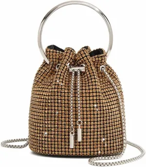 DJBM Women Full Diamonds Bucket Handbag Rhinestone Clutch Purse Evening Clutch for Women Party Prom Cocktail Wedding
