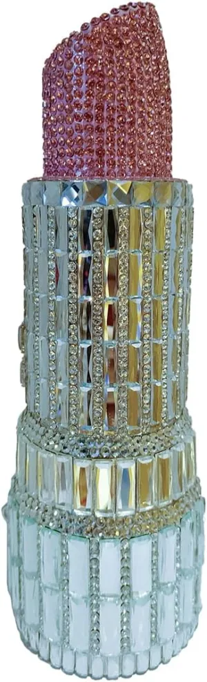 DJBM Women Lipstick Rhinestone Handbag Sparkling Deluxe Crystal Evening Clutch for Cocktail Prom