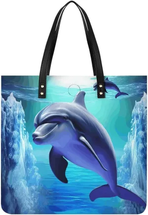 Dolphin Large Leather Handbags Women Fashion Handbag Multifunctional Travel Bag It Is A Great Gift for Mothers, Teachers, Friends, Bridesmaids