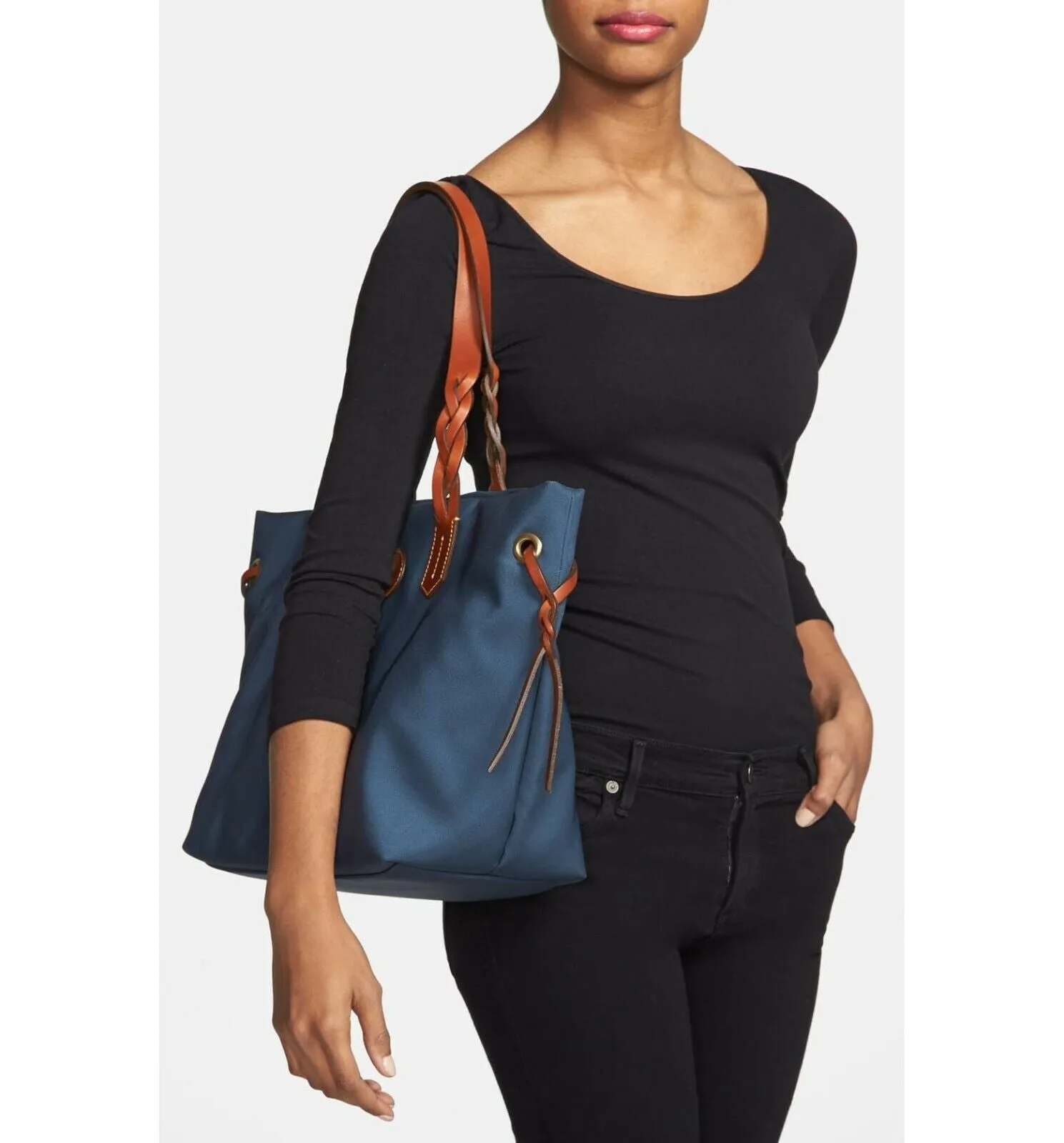 DOONEY & BOURKE CANVAS LEATHER TRIM TOTE BAG