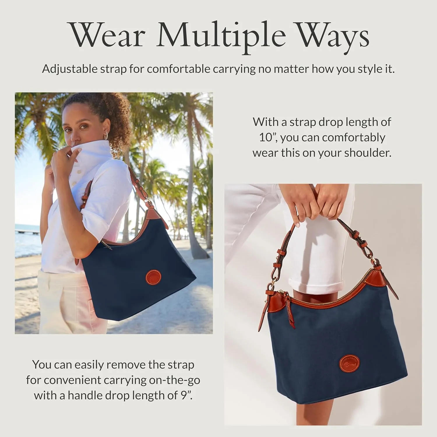 Dooney & Bourke Women's Large Erica Shoulder Bag in Nylon, with Adjustable and Detachable Shoulder Strap